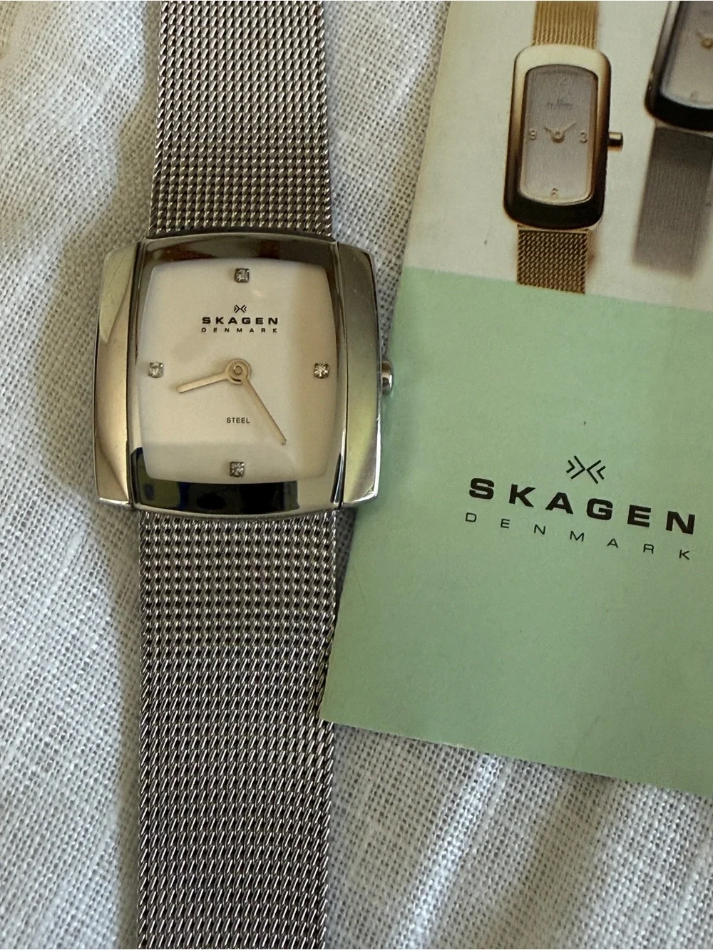 Skagen Women’s Silver Steel Mesh Watch - Silver/White Dial